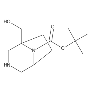 tert-Butyl (1S,5R)-1-(hydroxymethyl)-3,8-diazabicyclo[3.2.1]octane-8-carboxylate结构式