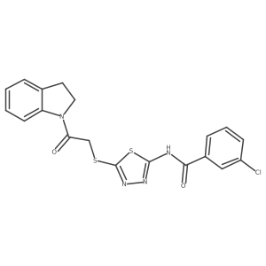 3-chloro-N-(5-((2-(indolin-1-yl)-2-oxoethyl)thio)-1,3,4-thiadiazol-2-yl)benzamide Structure
