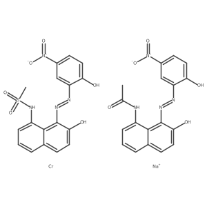 Sodium (N-(7-hydroxy-8-((2-hydroxy-5-nitrophenyl)azo)-1-naphthyl)acetamidato(2-))(N-(7-hydroxy-8-((2-hydroxy-5-nitrophenyl)azo)-1-naphthyl)methane-1-sulphonamidato(2-))chromate(1-) Structure