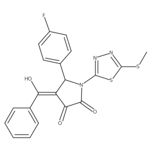 (4E)-5-(4-fluorophenyl)-4-[hydroxy(phenyl)methylidene]-1-[5-(methylsulfanyl)-1,3,4-thiadiazol-2-yl]pyrrolidine-2,3-dione结构式