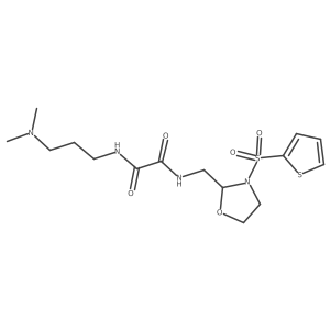 N-[3-(dimethylamino)propyl]-N'-{[3-(thiophene-2-sulfonyl)-1,3-oxazolidin-2-yl]methyl}ethanediamide结构式