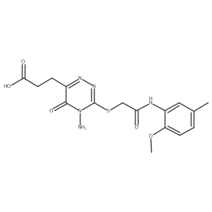 3-[4-Amino-3-({[(2-methoxy-5-methylphenyl)carbamoyl]methyl}sulfanyl)-5-oxo-4,5-dihydro-1,2,4-triazin-6-yl]propanoic acid结构式