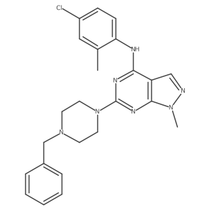 6-(4-benzylpiperazin-1-yl)-N-(4-chloro-2-methylphenyl)-1-methyl-1H-pyrazolo[3,4-d]pyrimidin-4-amine结构式