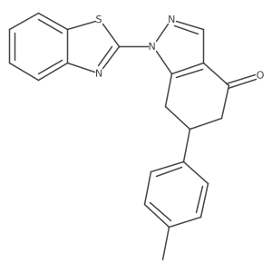 1-(1,3-benzothiazol-2-yl)-6-(4-methylphenyl)-1,5,6,7-tetrahydro-4H-indazol-4-one结构式