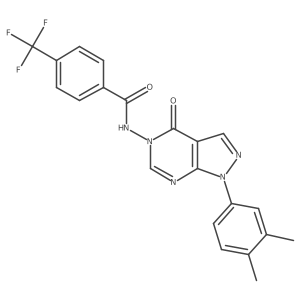 N-(1-(3,4-dimethylphenyl)-4-oxo-1H-pyrazolo[3,4-d]pyrimidin-5(4H)-yl)-4-(trifluoromethyl)benzamide结构式