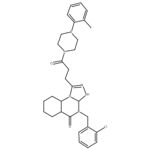 4-[(2-Chlorophenyl)methyl]-1-[3-[4-(2-fluorophenyl)piperazin-1-yl]-3-oxopropyl]-3,3a,5a,6,7,8,9,9a-octahydro-[1,2,4]triazolo[4,3-a]quinazolin-5-one结构式