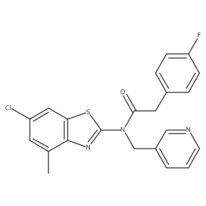 N-(6-chloro-4-methylbenzo[d]thiazol-2-yl)-2-(4-fluorophenyl)-N-(pyridin-3-ylmethyl)acetamide结构式