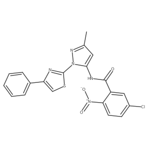5-chloro-N-(3-methyl-1-(4-phenylthiazol-2-yl)-1H-pyrazol-5-yl)-2-nitrobenzamide Structure