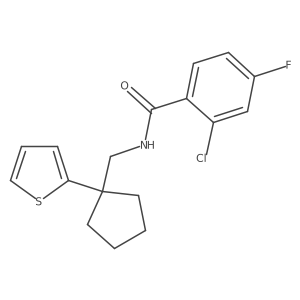 2-chloro-4-fluoro-N-{[1-(thiophen-2-yl)cyclopentyl]methyl}benzamide结构式