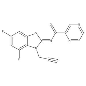 (E)-N-(4,6-difluoro-3-(prop-2-yn-1-yl)benzo[d]thiazol-2(3H)-ylidene)pyrazine-2-carboxamide结构式