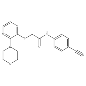 N-(4-cyanophenyl)-2-((3-thiomorpholinopyrazin-2-yl)thio)acetamide结构式