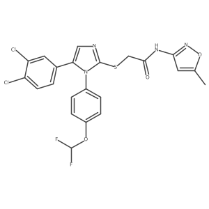 2-((5-(3,4-dichlorophenyl)-1-(4-(difluoromethoxy)phenyl)-1H-imidazol-2-yl)thio)-N-(5-methylisoxazol-3-yl)acetamide结构式