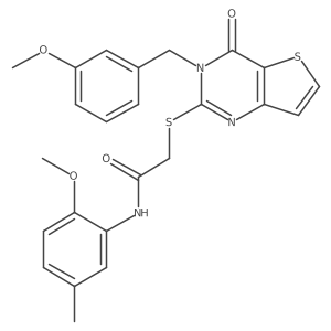 2-{[3-(3-methoxybenzyl)-4-oxo-3,4-dihydrothieno[3,2-d]pyrimidin-2-yl]sulfanyl}-N-(2-methoxy-5-methylphenyl)acetamide结构式