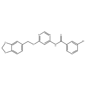 N-(6-(benzo[d][1,3]dioxol-5-ylmethoxy)pyrimidin-4-yl)-5-bromonicotinamide Structure