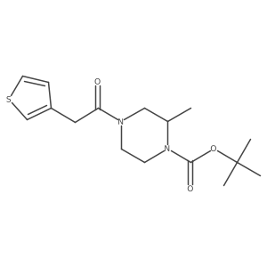 tert-Butyl 2-methyl-4-(2-(thiophen-3-yl)acetyl)piperazine-1-carboxylate结构式