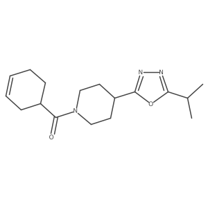 cyclohex-3-en-1-yl-[4-(5-isopropyl-1,3,4-oxadiazol-2-yl)-1-piperidyl]methanone Structure