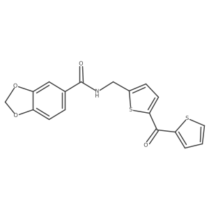 N-((5-(thiophene-2-carbonyl)thiophen-2-yl)methyl)benzo[d][1,3]dioxole-5-carboxamide结构式