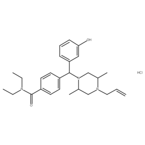 4-((R)-((2S,5R)-4-Allyl-2,5-dimethylpiperazin-1-yl)(3-hydroxyphenyl)methyl)-N,N-diethylbenzamide hydrochloride结构式