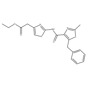 Ethyl (2-{[(5-benzyl-2-methyl-1,3-thiazol-4-yl)carbonyl]amino}-1,3-thiazol-4-yl)acetate结构式
