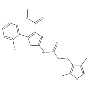 Methyl 5-(2-chlorophenyl)-2-{[3-(3,5-dimethyl-1,2-oxazol-4-yl)propanoyl]amino}-1,3-thiazole-4-carboxylate结构式