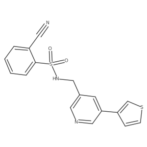 2-cyano-N-((5-(thiophen-3-yl)pyridin-3-yl)methyl)benzenesulfonamide结构式