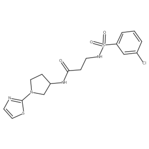 3-(3-chlorophenylsulfonamido)-N-(1-(thiazol-2-yl)pyrrolidin-3-yl)propanamide Structure