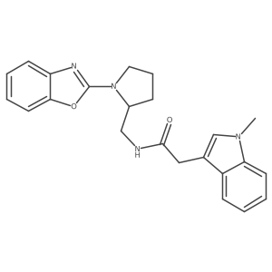 N-((1-(benzo[d]oxazol-2-yl)pyrrolidin-2-yl)methyl)-2-(1-methyl-1H-indol-3-yl)acetamide Structure