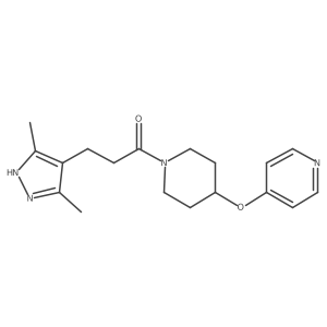 3-(3,5-dimethyl-1H-pyrazol-4-yl)-1-(4-(pyridin-4-yloxy)piperidin-1-yl)propan-1-one Structure