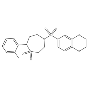 4-((2,3-Dihydrobenzo[b][1,4]dioxin-6-yl)sulfonyl)-7-(2-fluorophenyl)-1,4-thiazepane 1,1-dioxide结构式