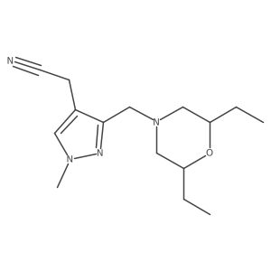 2-{3-[(2,6-diethylmorpholin-4-yl)methyl]-1-methyl-1H-pyrazol-4-yl}acetonitrile结构式
