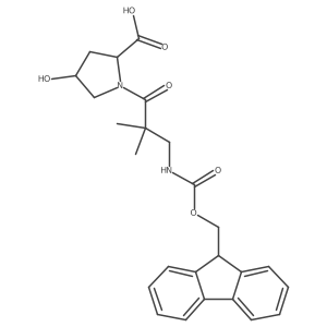 (2S,4S)-1-[3-({[(9H-fluoren-9-yl)methoxy]carbonyl}amino)-2,2-dimethylpropanoyl]-4-hydroxypyrrolidine-2-carboxylic acid结构式