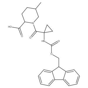 1-[1-({[(9H-fluoren-9-yl)methoxy]carbonyl}amino)cyclopropanecarbonyl]-5-methylpiperidine-2-carboxylic acid结构式