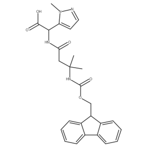 2-[3-({[(9H-fluoren-9-yl)methoxy]carbonyl}amino)-3-methylbutanamido]-2-(1-methyl-1H-pyrazol-5-yl)acetic acid Structure