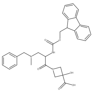 1-{3-[benzyl(methyl)amino]-2-({[(9H-fluoren-9-yl)methoxy]carbonyl}amino)propanoyl}-3-hydroxyazetidine-3-carboxylic acid结构式