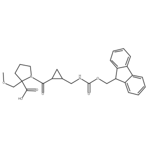 1-{2-[({[(9H-fluoren-9-yl)methoxy]carbonyl}amino)methyl]cyclopropanecarbonyl}-2-(methoxymethyl)pyrrolidine-2-carboxylic acid结构式
