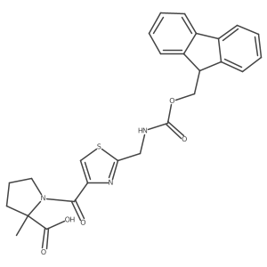 1-{2-[({[(9H-fluoren-9-yl)methoxy]carbonyl}amino)methyl]-1,3-thiazole-4-carbonyl}-2-methylpyrrolidine-2-carboxylic acid Structure