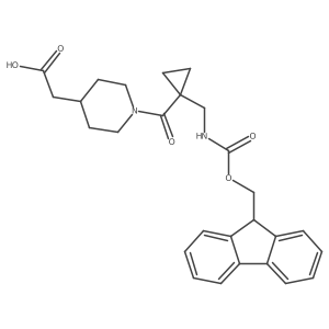 2-(1-{1-[({[(9H-fluoren-9-yl)methoxy]carbonyl}amino)methyl]cyclopropanecarbonyl}piperidin-4-yl)acetic acid Structure