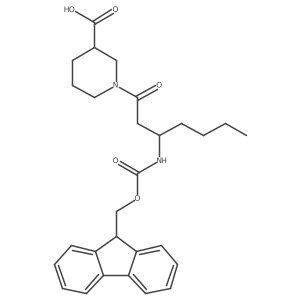 1-[3-({[(9H-fluoren-9-yl)methoxy]carbonyl}amino)heptanoyl]piperidine-3-carboxylic acid Structure
