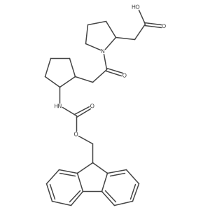 2-[(2R)-1-{2-[(1RS,2SR)-2-({[(9H-fluoren-9-yl)methoxy]carbonyl}amino)cyclopentyl]acetyl}pyrrolidin-2-yl]acetic acid Structure