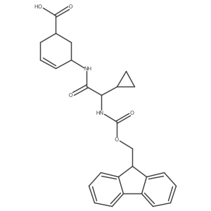 rac-(1R,5S)-5-[2-cyclopropyl-2-({[(9H-fluoren-9-yl)methoxy]carbonyl}amino)acetamido]cyclohex-3-ene-1-carboxylic acid Structure