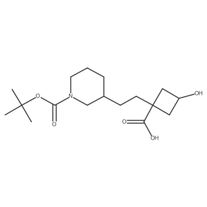 1-(2-{1-[(Tert-butoxy)carbonyl]piperidin-3-yl}ethyl)-3-hydroxycyclobutane-1-carboxylic acid结构式