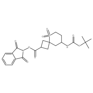 1,3-dioxo-2,3-dihydro-1H-isoindol-2-yl 8-{[(tert-butoxy)carbonyl]amino}-5,5-dioxo-5lambda6-thiaspiro[3.5]nonane-2-carboxylate Structure