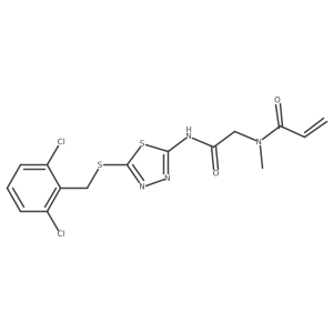 N-[2-[[5-[(2,6-Dichlorophenyl)methylsulfanyl]-1,3,4-thiadiazol-2-yl]amino]-2-oxoethyl]-N-methylprop-2-enamide结构式