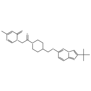 3-(2-{4-[({2-Tert-butylimidazo[1,2-b]pyridazin-6-yl}oxy)methyl]piperidin-1-yl}-2-oxoethyl)-6-methyl-3,4-dihydropyrimidin-4-one Structure