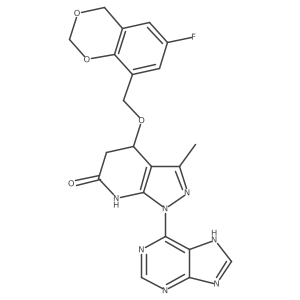 4-[(6-fluoro-4H-1,3-benzodioxin-8-yl)methoxy]-3-methyl-1-(7H-purin-6-yl)-5,7-dihydro-4H-pyrazolo[3,4-b]pyridin-6-one结构式