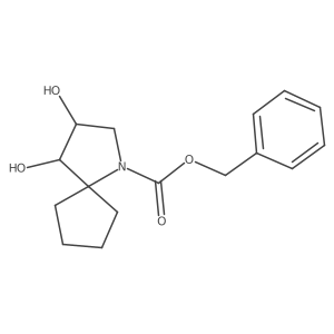 rac-benzyl (3R,4S)-3,4-dihydroxy-1-azaspiro[4.4]nonane-1-carboxylate结构式
