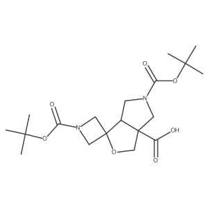 rac-(3'aR,6'aR)-1,5'-bis[(tert-butoxy)carbonyl]-hexahydrospiro[azetidine-3,1'-furo[3,4-c]pyrrole]-3'a-carboxylic acid Structure