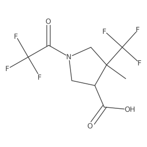 rac-(3R,4R)-4-methyl-1-(2,2,2-trifluoroacetyl)-4-(trifluoromethyl)pyrrolidine-3-carboxylic acid结构式