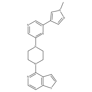 2-(1-methyl-1H-pyrazol-4-yl)-6-(4-{thieno[3,2-c]pyridin-4-yl}piperazin-1-yl)pyrazine结构式