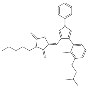 (5Z)-5-{[3-(3-isobutoxy-2-methylphenyl)-1-phenyl-1H-pyrazol-4-yl]methylene}-3-pentyl-2-thioxo-1,3-thiazolidin-4-one结构式